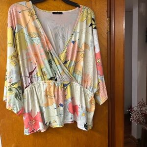 Floral Wrap Blouse - Multicolor